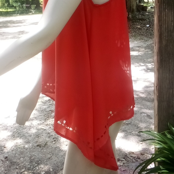 "Fio Fio" orange designer polyester tank top - Picture 2 of 6